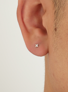 YiJianStudio s925纯银耳钉男生x耳环女简约日常街头百搭设计耳饰