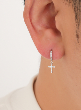 YiJianStudio s925纯银耳环男十字架耳钉女耳扣轻奢养耳洞ins饰品