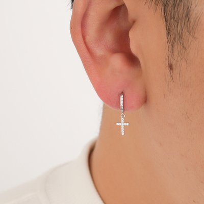 YiJianStudio s925纯银耳环男十字架耳钉女耳扣轻奢养耳洞ins饰品