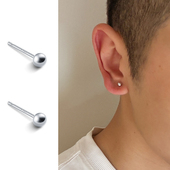 YiJian s925纯银豆豆圆珠耳钉男生基础简约款 女耳棒通勤耳环ins