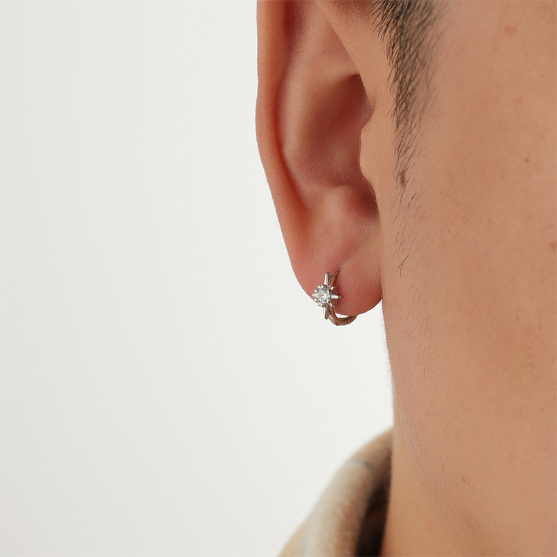 YiJianStudio s925纯银耳环男时尚百搭八芒星耳扣女耳钉气质小号