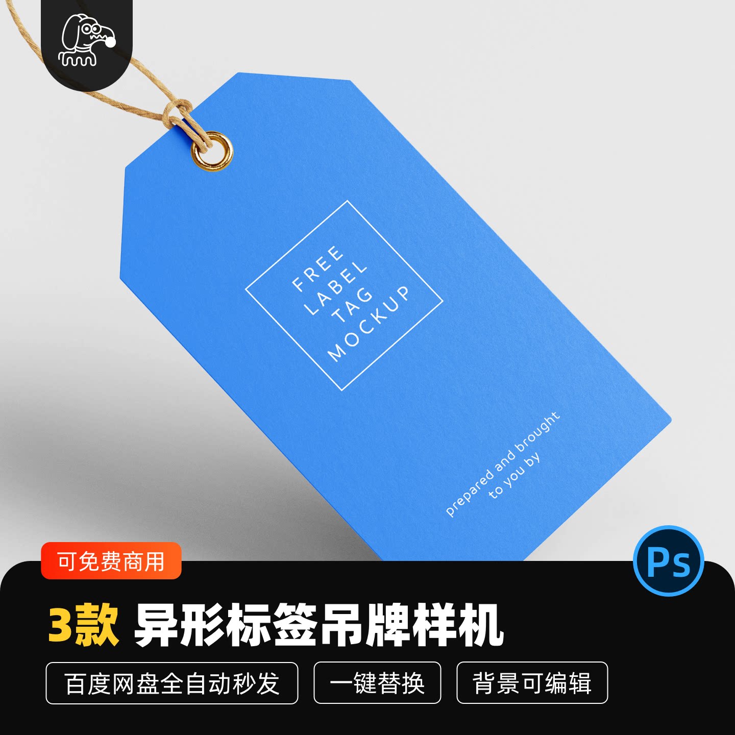 极简异形标签吊牌样机PSD素材