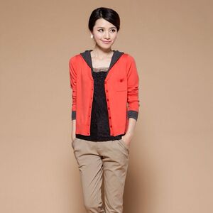 2014秋装新品韩版百搭修身开衫带帽小外套 短款 休闲 女装 毛衣女