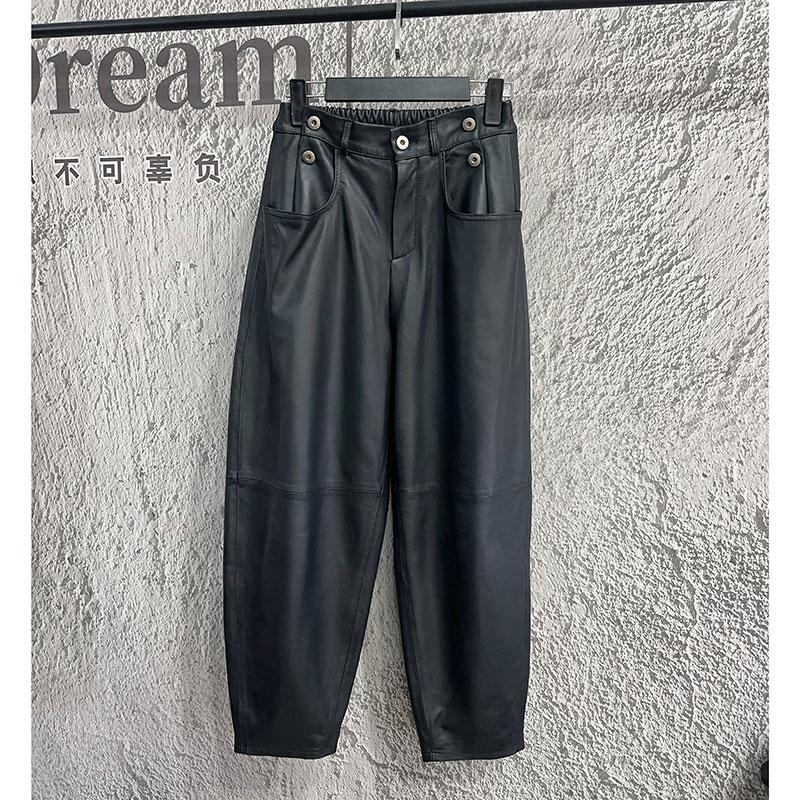 时尚高腰休闲新款欧货黑色萝卜裤