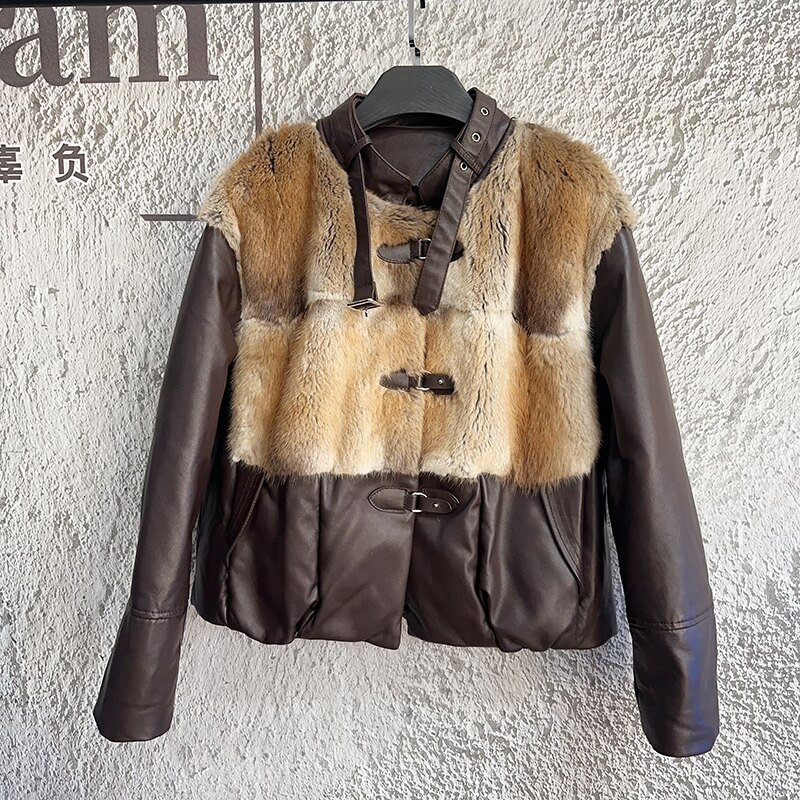 秋冬新款羽绒服爆款皮衣外套女高级感小个子真皮加绒夹克上衣
