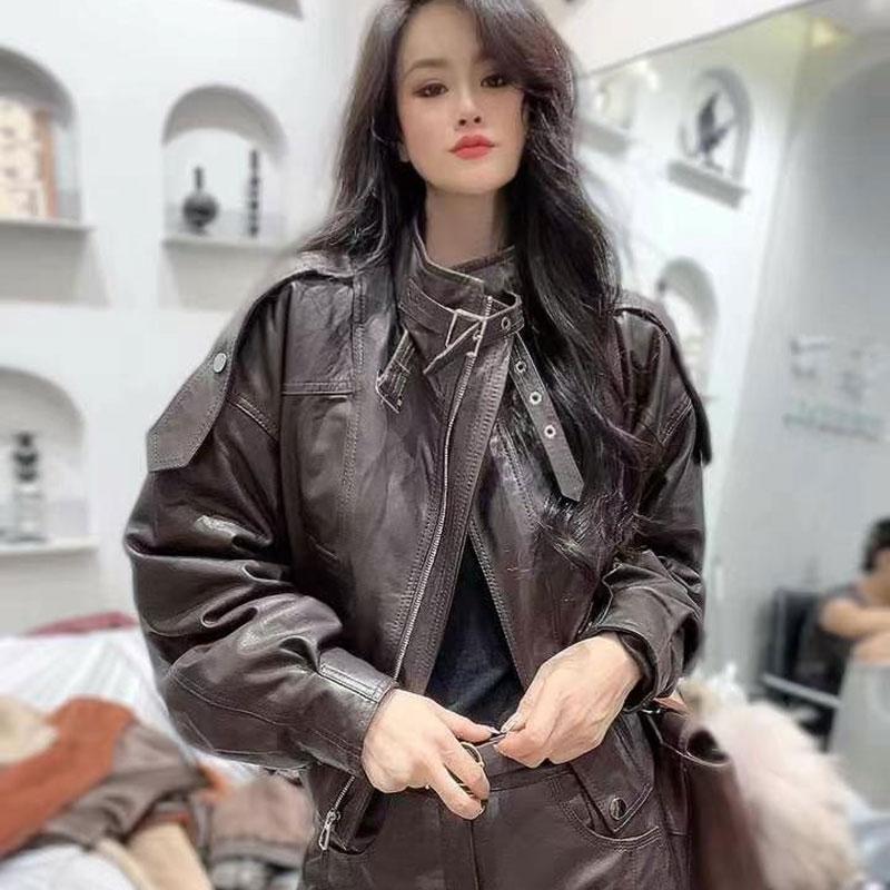 宽松通勤常规棉服皮衣