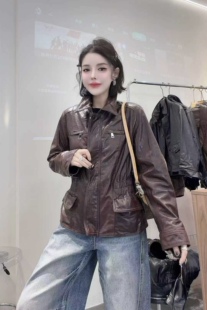 油蜡真皮皮衣女 修身气质风 真皮皮衣女款2026新款短款修身外套