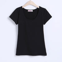Kyung Yeon's U-neck top, black short-sleeved T-shirt, women's summer green T-shirt, blood summer sportswear base layer, fluorescent green mini shirt thumbnail 4