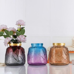 玻璃花瓶渐变色创意欧式 新款 书房节庆床头客厅卧室居家桌面花器