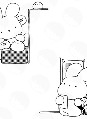 原创 - 棉花兔对角印章 3X3CM
