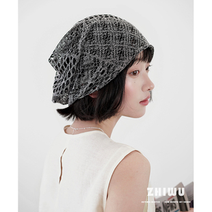ZHIWU 堆堆帽女春夏Y2K辣妹风镂空包头帽子套头针织帽 小众设计款