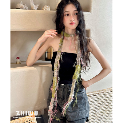 小众设计感Y2K穿搭窄围巾女