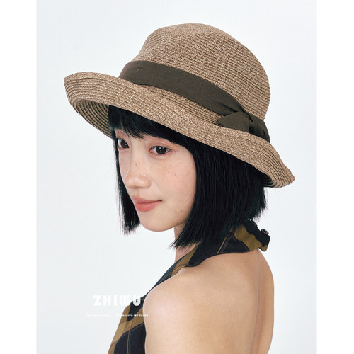 知雾小众优雅草帽女海边度假防晒