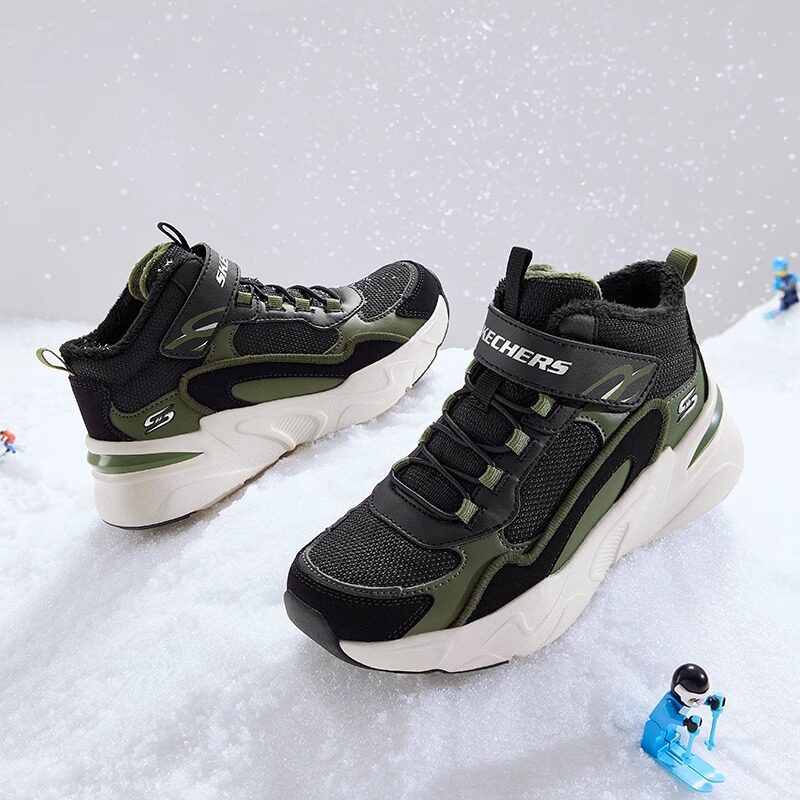 Skechers斯凯奇秋冬季男童加绒保暖魔术贴运动鞋雪地靴405222L