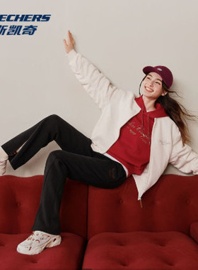 Skechers斯凯奇新年款女士秋冬季宽松棉外套针织裥棉外套L126W009