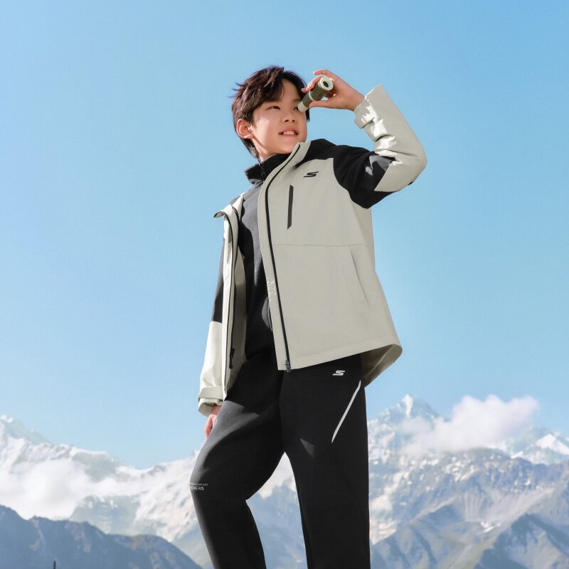 Skechers斯凯奇P425K015男童秋冬防水小魔方2.0冲锋衣P425B004