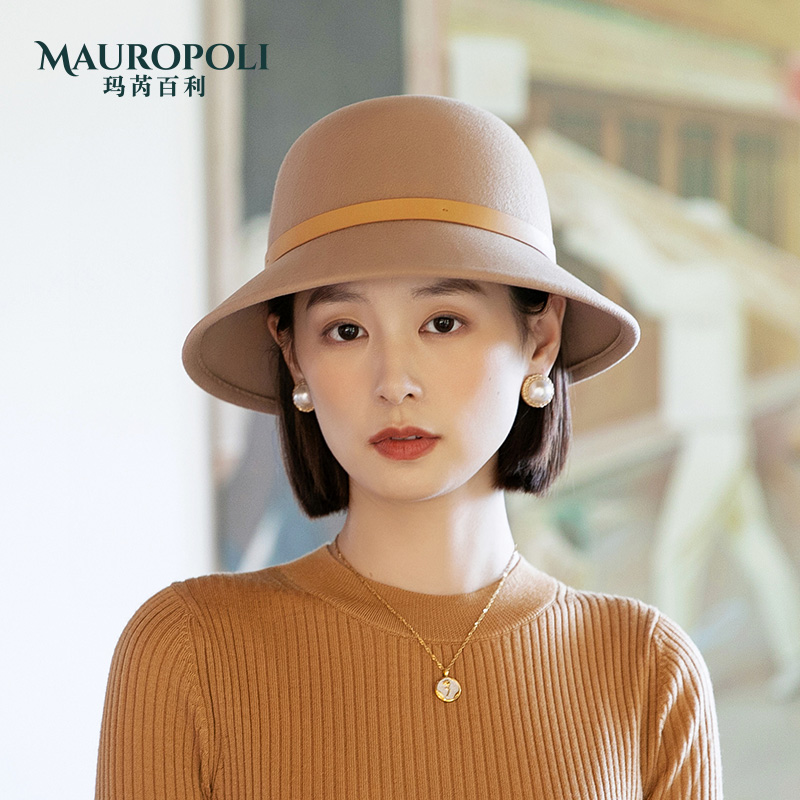 纯羊毛呢渔夫帽女款秋冬2025新款法气质毡帽时尚盆帽子显脸小礼帽
