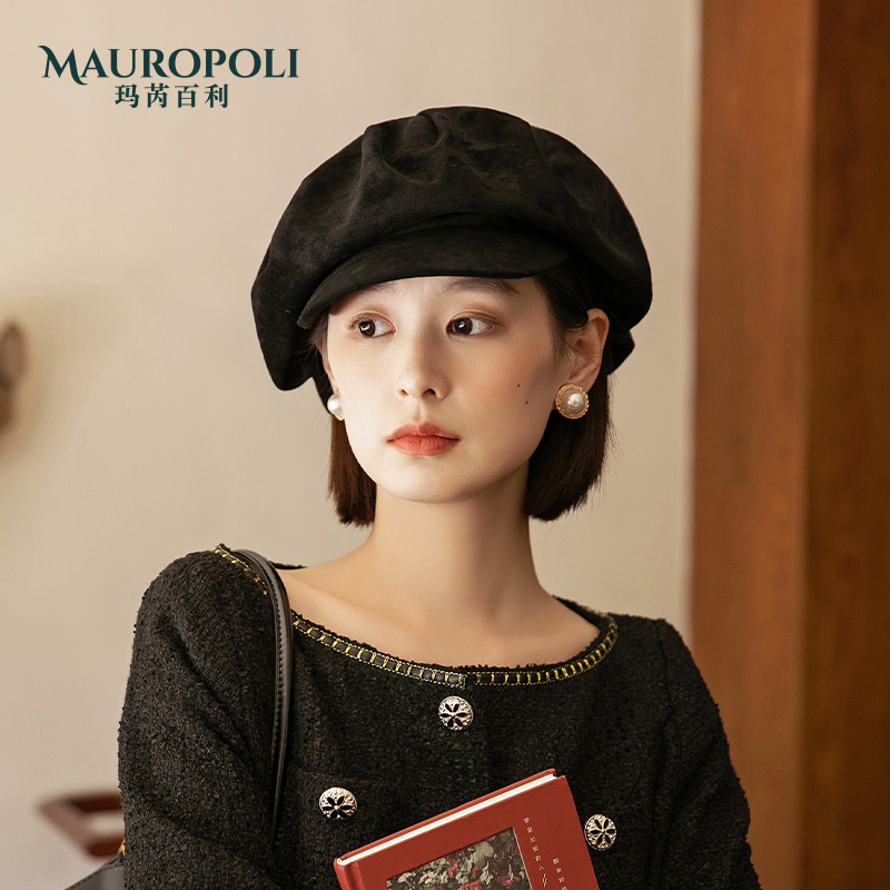 mauropoli鸭舌帽出游复古女秋冬