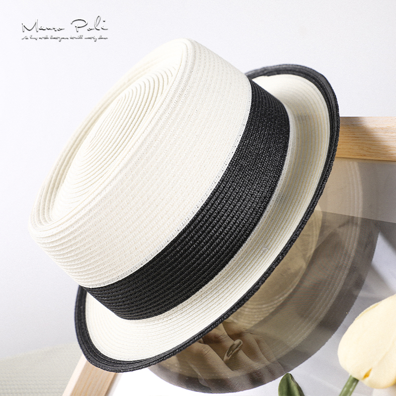 MauroPoli平顶礼帽女复古小卷边