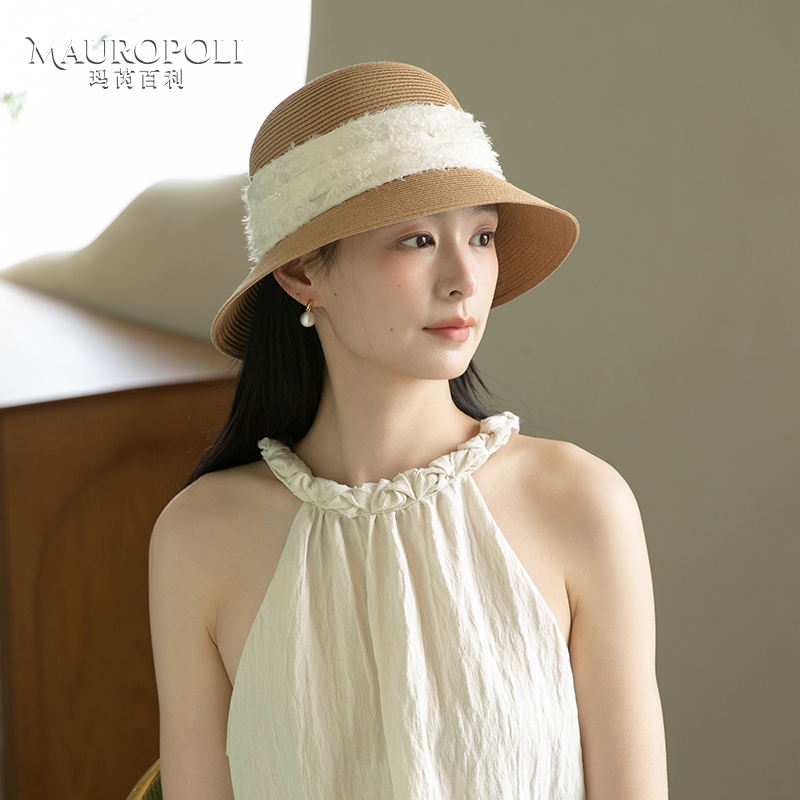 MauroPoli大檐草帽女夏优雅