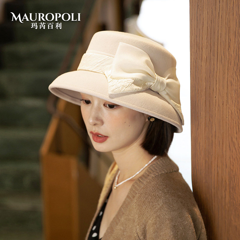 mauropoli礼帽出游法式女士秋冬