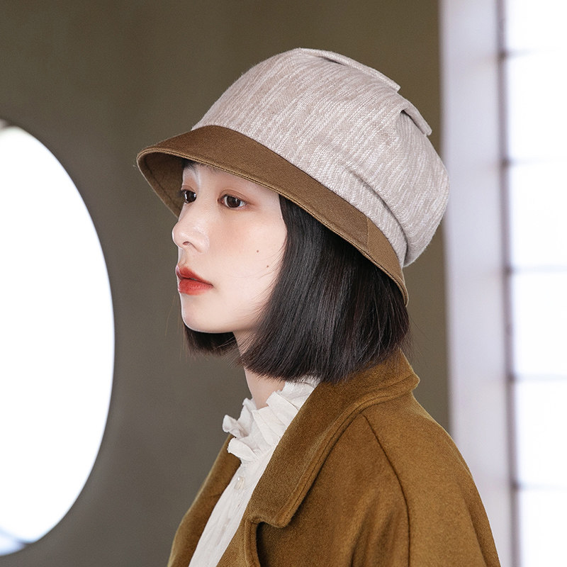 渔夫帽女秋冬新款韩版日系百搭盆帽时尚短檐遮阳帽羊毛帽子女冬天