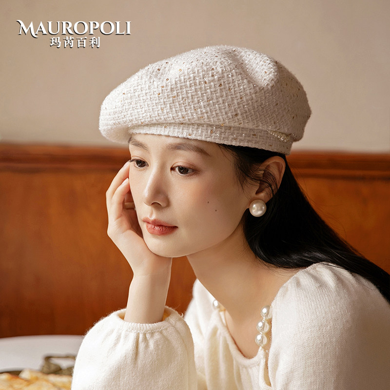 贝雷帽女秋冬小香风软顶画家帽