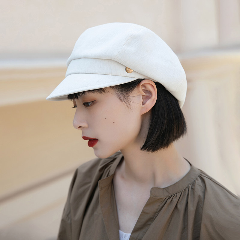 八角帽夏季女新款白色报童帽时尚防晒遮阳帽春秋休闲帽子女鸭舌帽