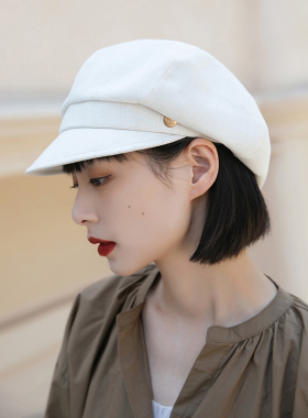 八角帽夏季女新款白色报童帽时尚防晒遮阳帽春秋休闲帽子女鸭舌帽