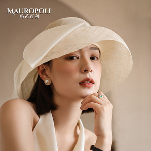 法式赫本风草帽女夏天优雅麻纱遮阳帽时尚大檐防晒太阳帽灯罩礼帽