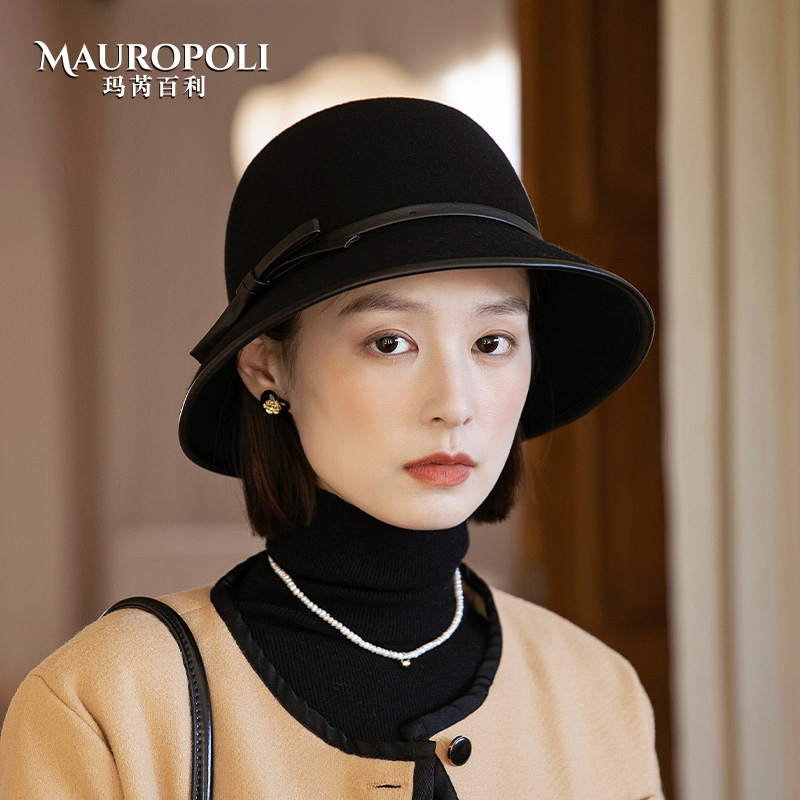 mauropoli渔夫帽出游复古女秋冬
