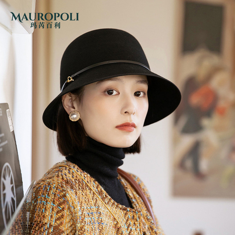 mauropoli渔夫帽出游复古女秋冬