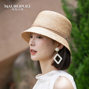 拉菲草帽女款夏季法式复古遮阳帽休闲渔夫帽草编透气防晒太阳帽子