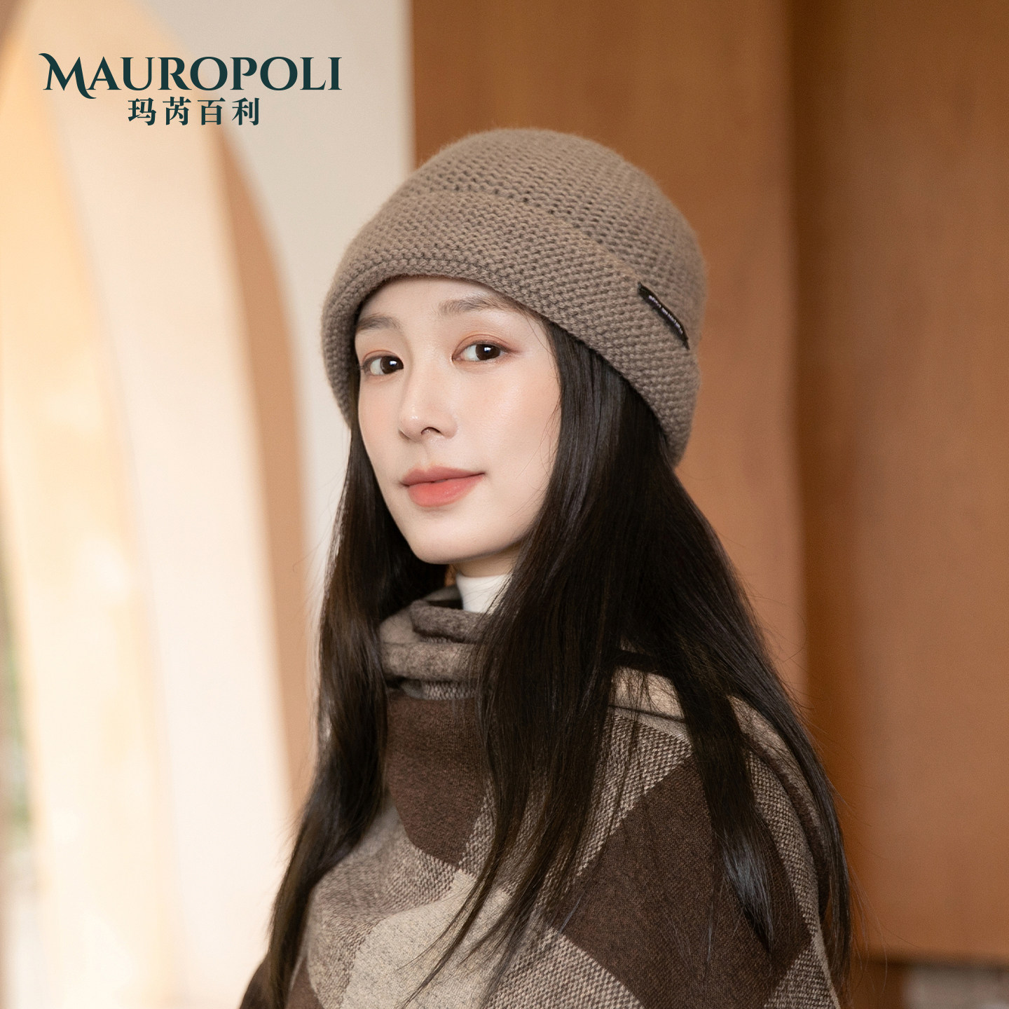 100%羊毛针织帽女复古保暖毛线帽