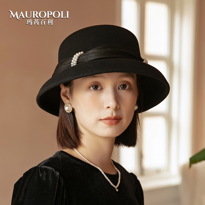mauropoli渔夫帽出游复古女秋冬