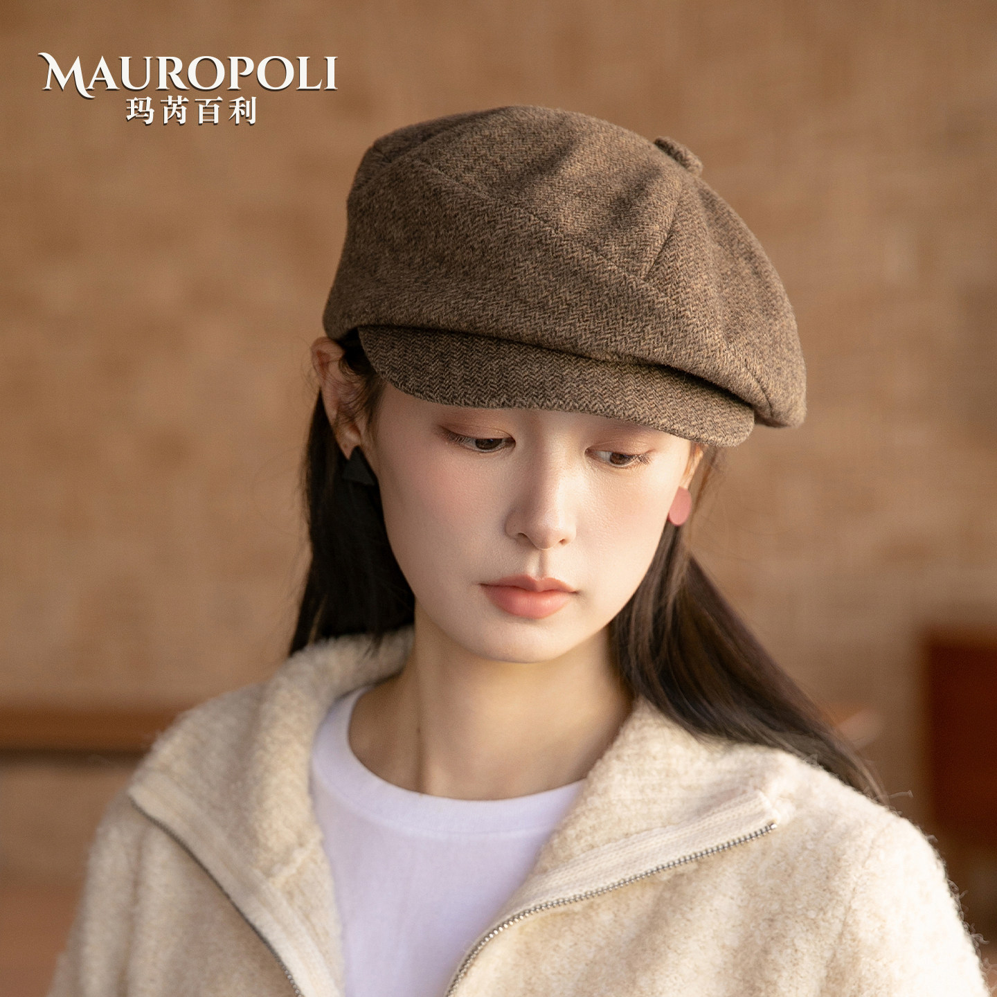 日系羊毛报童帽女英伦鸭舌贝雷帽