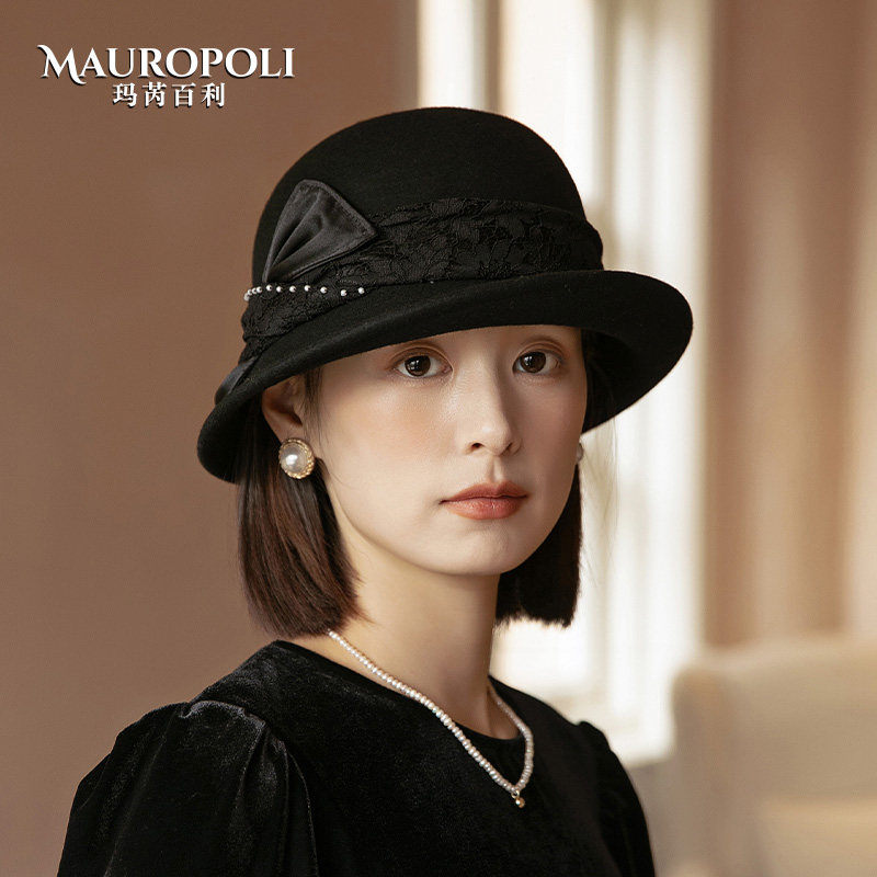 法式复古名媛风渔夫帽女秋冬季卷边羊毛礼帽气质百搭盆帽子显脸小,服饰配件/皮带/帽子/围巾,帽子,淘宝优惠券,粉丝福利购,淘宝优惠卷