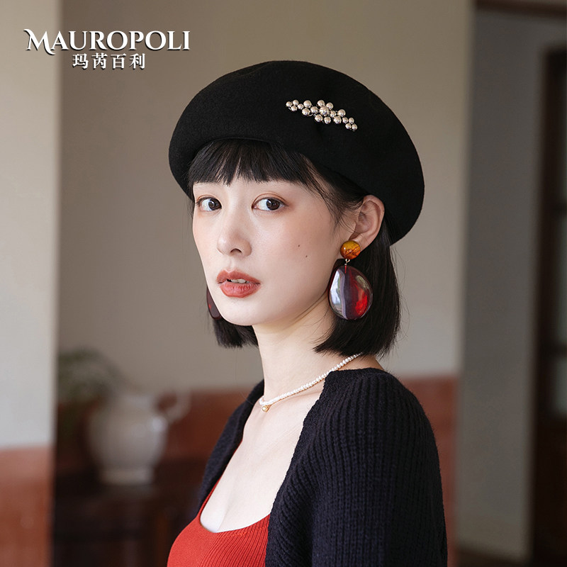 MauroPoli贝雷帽休闲女秋冬