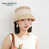 草帽女夏季新款法式灯罩渔夫帽女款优雅遮阳帽百搭休闲防晒帽子薄
