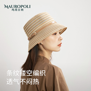 镂空编织沙滩帽休闲百搭太阳帽 草帽海边时尚 渔夫帽女2026新款 夏季