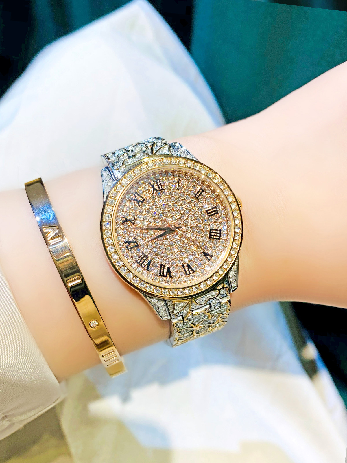 正品蒂玮娜欧美时尚满天星女士手表防水钻石英表学生表女表手链表