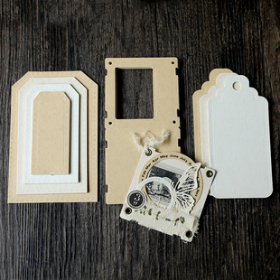 junkjournal搭档多款 手账素材 选 奶茶色系老相框虚线TAG 兔子家