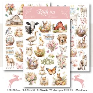 兔子家刮刮乐手账素材布用转印纸粉色系DIY贴纸复活节春天Rub