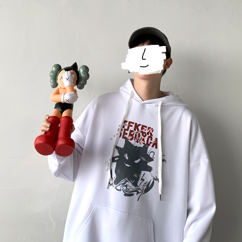 Autumn and winter new fashion brand sweater men's printed casual hooded handsome coat trend