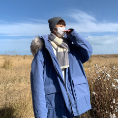 Winter new cotton padded clothes loose hooded big wool collar Top Casual trend coat man