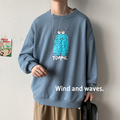 Autumn New Style Men's Pullover Sweater loose casual cartoon personalized round neck trend print