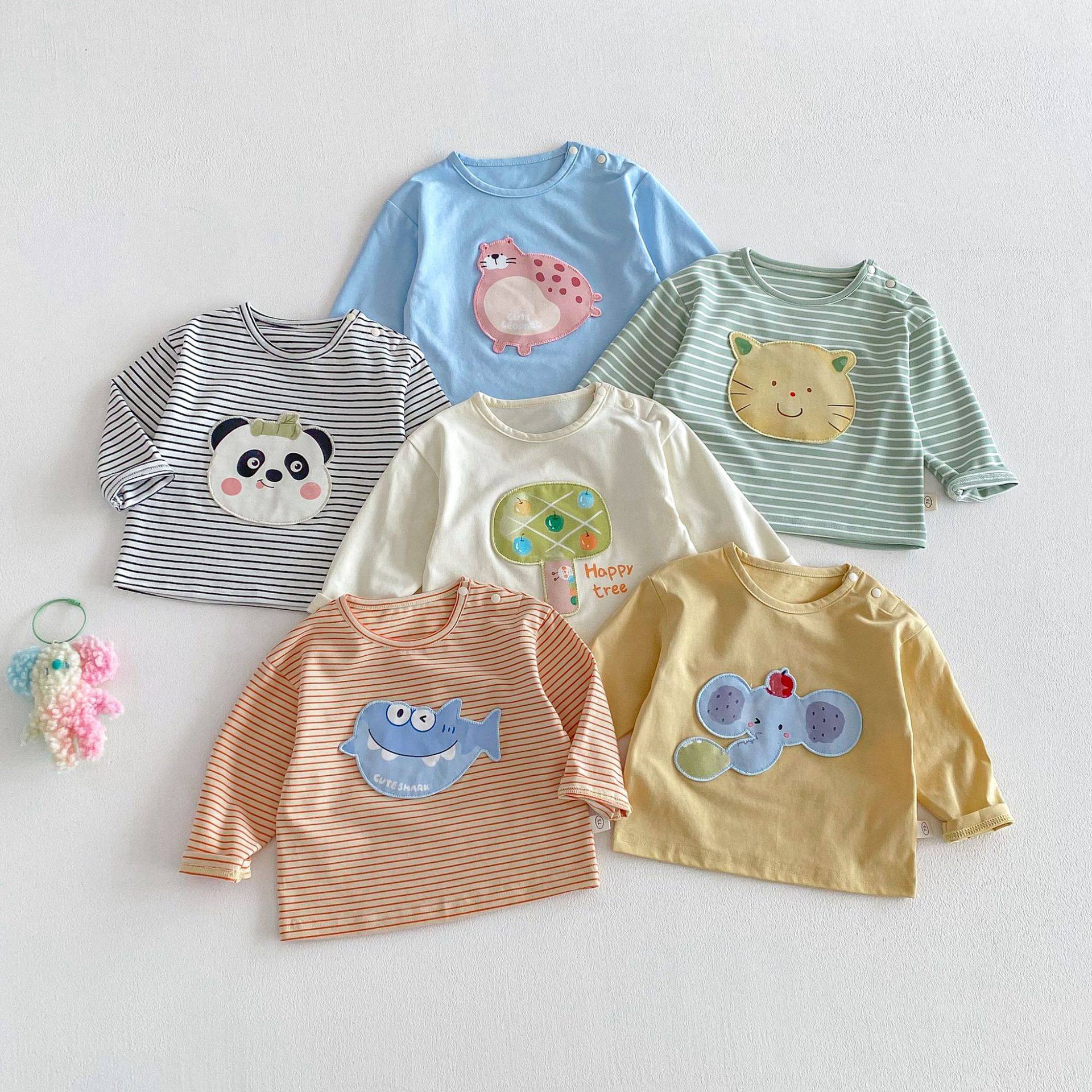 宝宝贴布卡通T恤2026新款春季男童字母条纹打底衫儿童韩版春装潮,童装/婴儿装/亲子装,T恤,淘宝优惠券,粉丝福利购,淘宝优惠卷