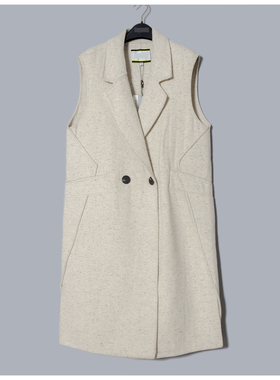 杰K北美设计师品牌D+专柜正品特2499绵羊毛人字纹双面呢马甲外套