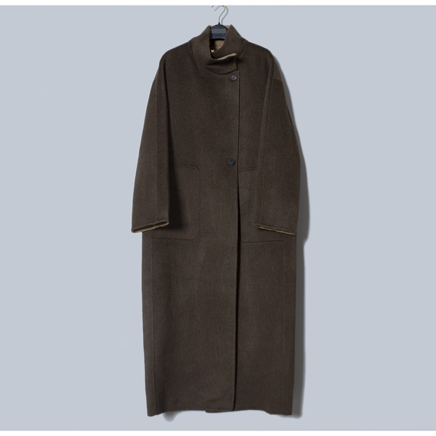 MAV高端羊绒品牌专柜价23800气质柔软100%骆驼绒双面呢立领长大衣