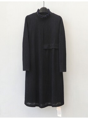 K高端大牌女装专柜正品2598折扣时尚气质绵羊毛提花口袋连衣裙